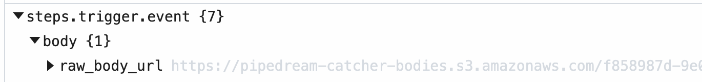 Raw body URL in event data